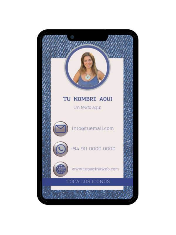 Telefono movil con imagen de tarjeta virtual azul