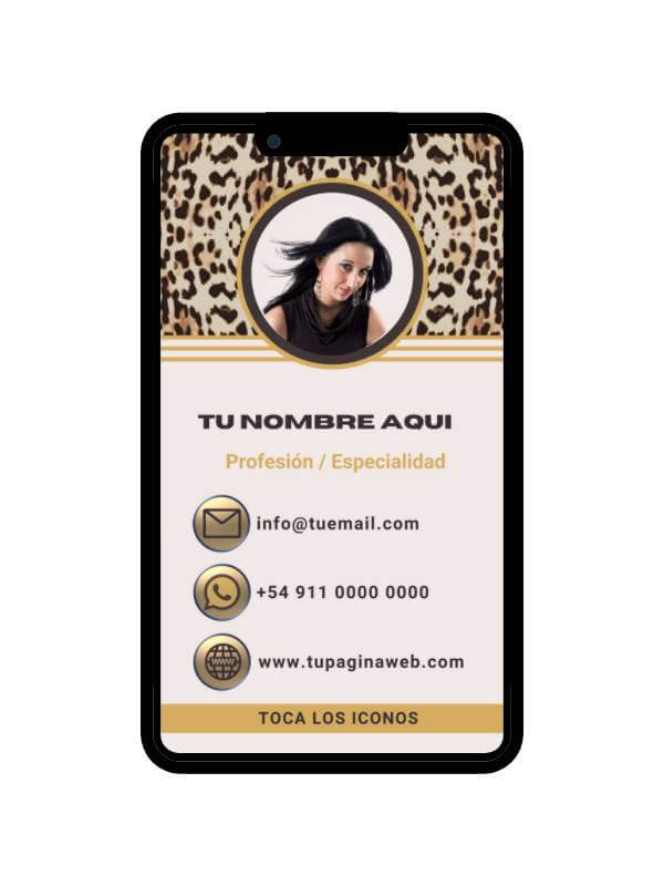 Telefono movil con imagen de tarjeta virtual animal print
