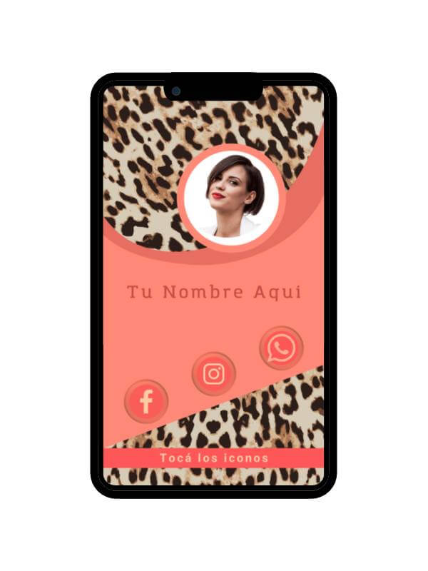 Telefono movil con imagen de tarjeta virtual animal print