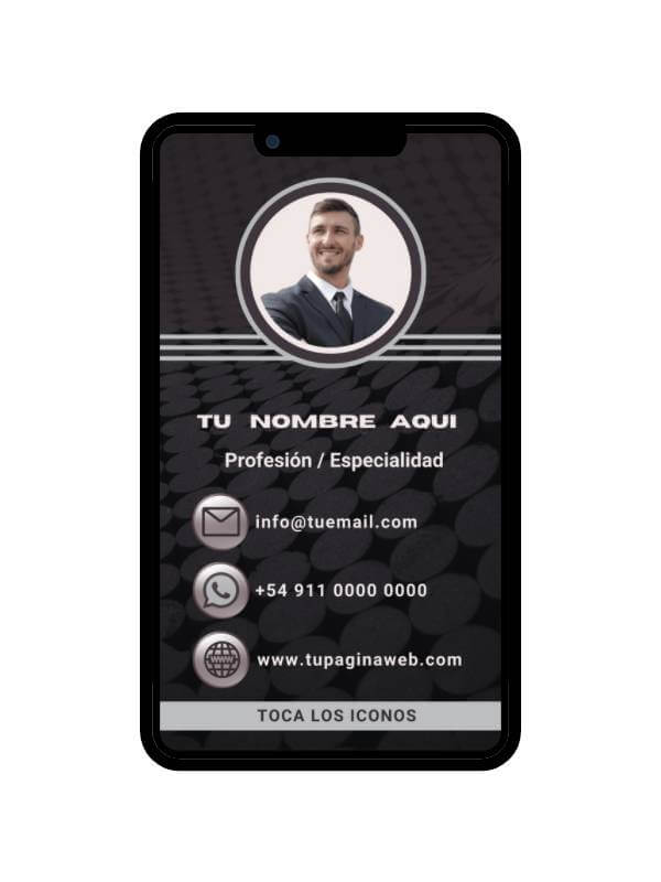 Telefono movil con imagen de tarjeta virtual negra